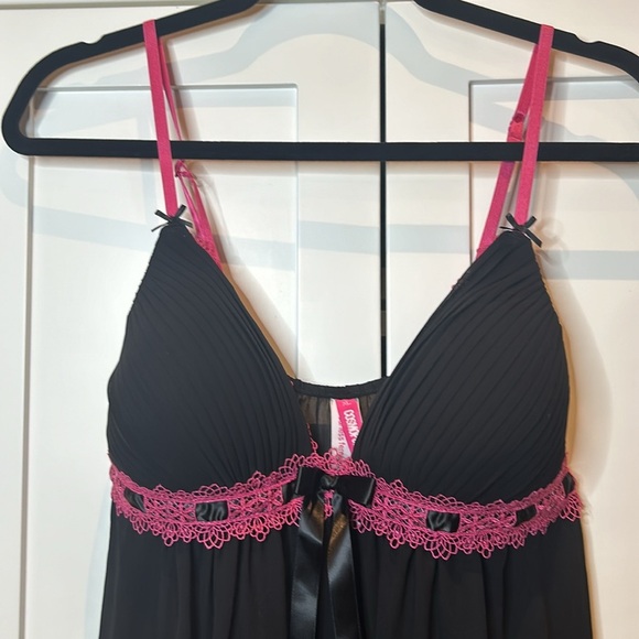 COSMOPOLITAN Black/Hot Pink Camisole Nightie Babydoll Lingerie Size XL - Picture 4 of 11